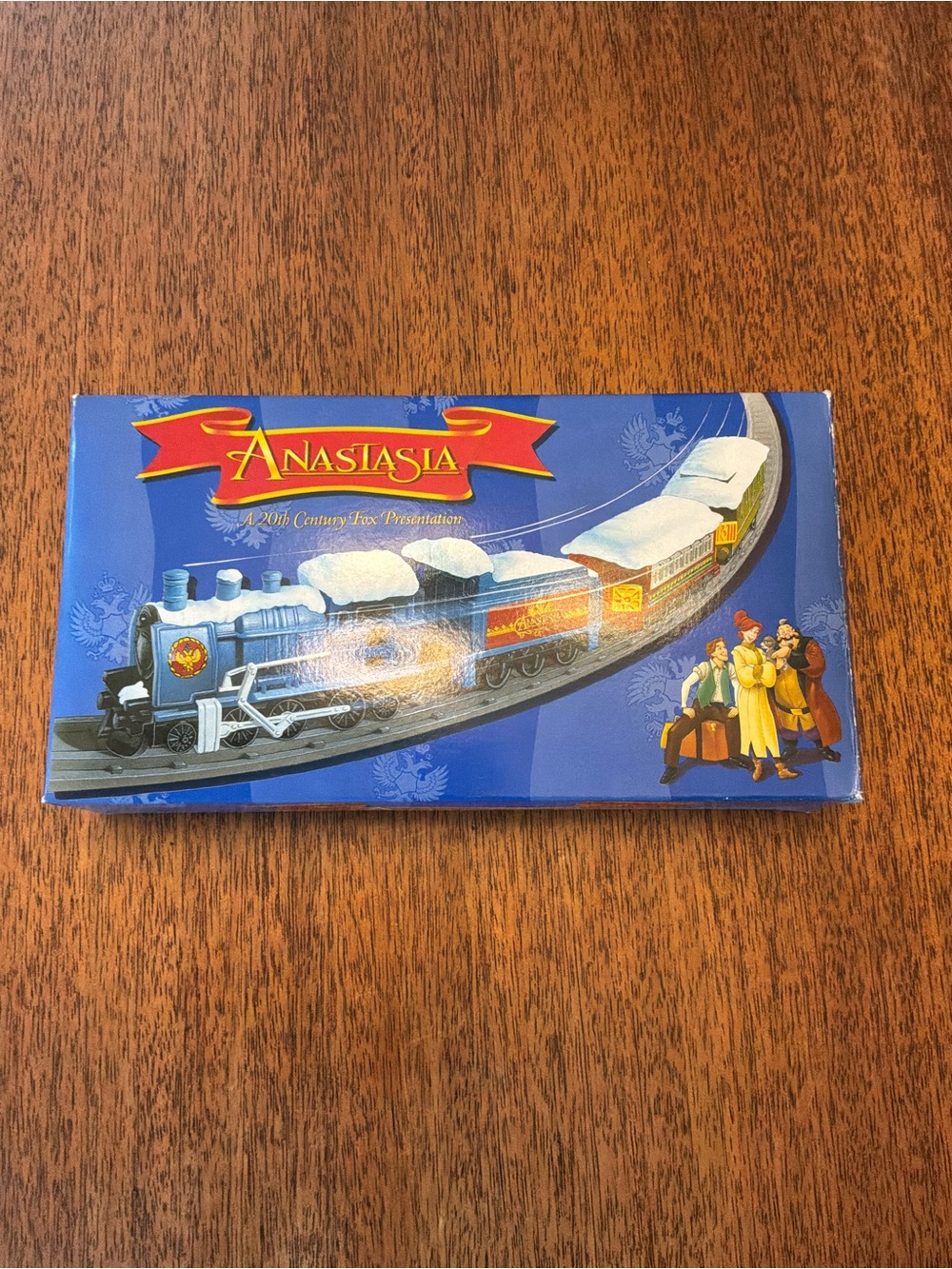 Vintage 1997 Anastasia Blue and White Toy‎ Train Set with Red Accents